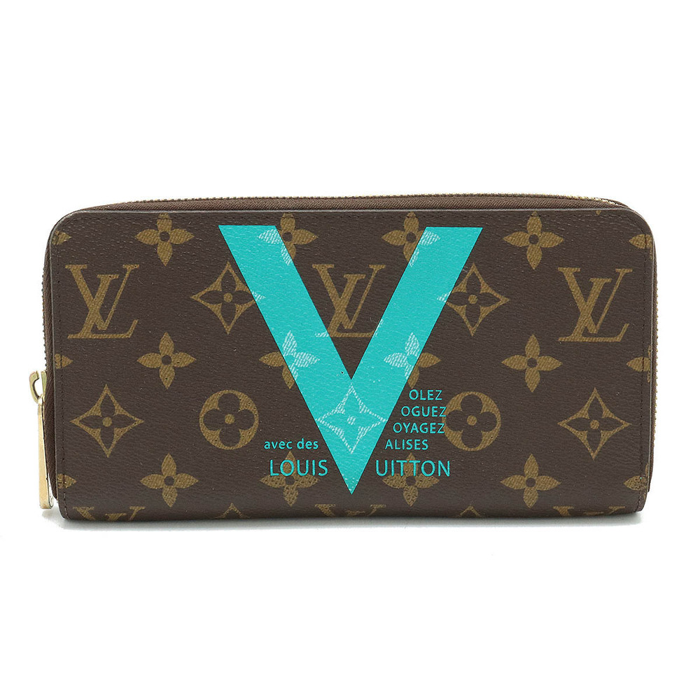 LOUIS VUITTON V Zippy Wallet Zipper Long Turquoise Blue Green